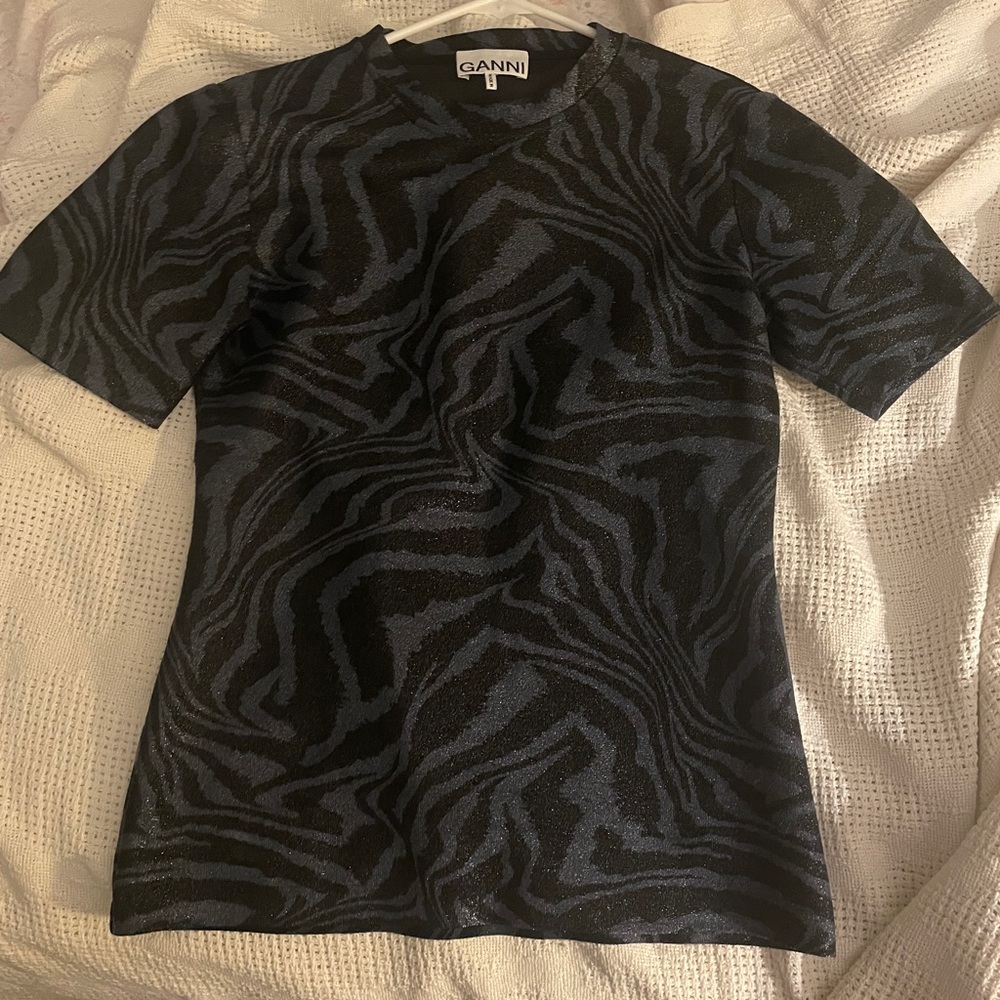GANNI Tiger Stripe Shimmer Top